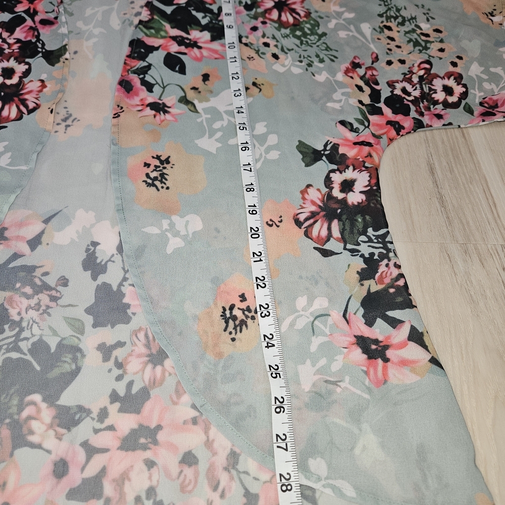 Feitong Floral Chiffon Kimono Cardigan Boho Beach Cover Up Mint Size Small - Picture 3 of 9